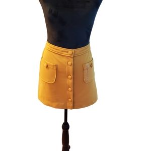 NWT Gap Mini Button Front Skirt Mustard Yellow